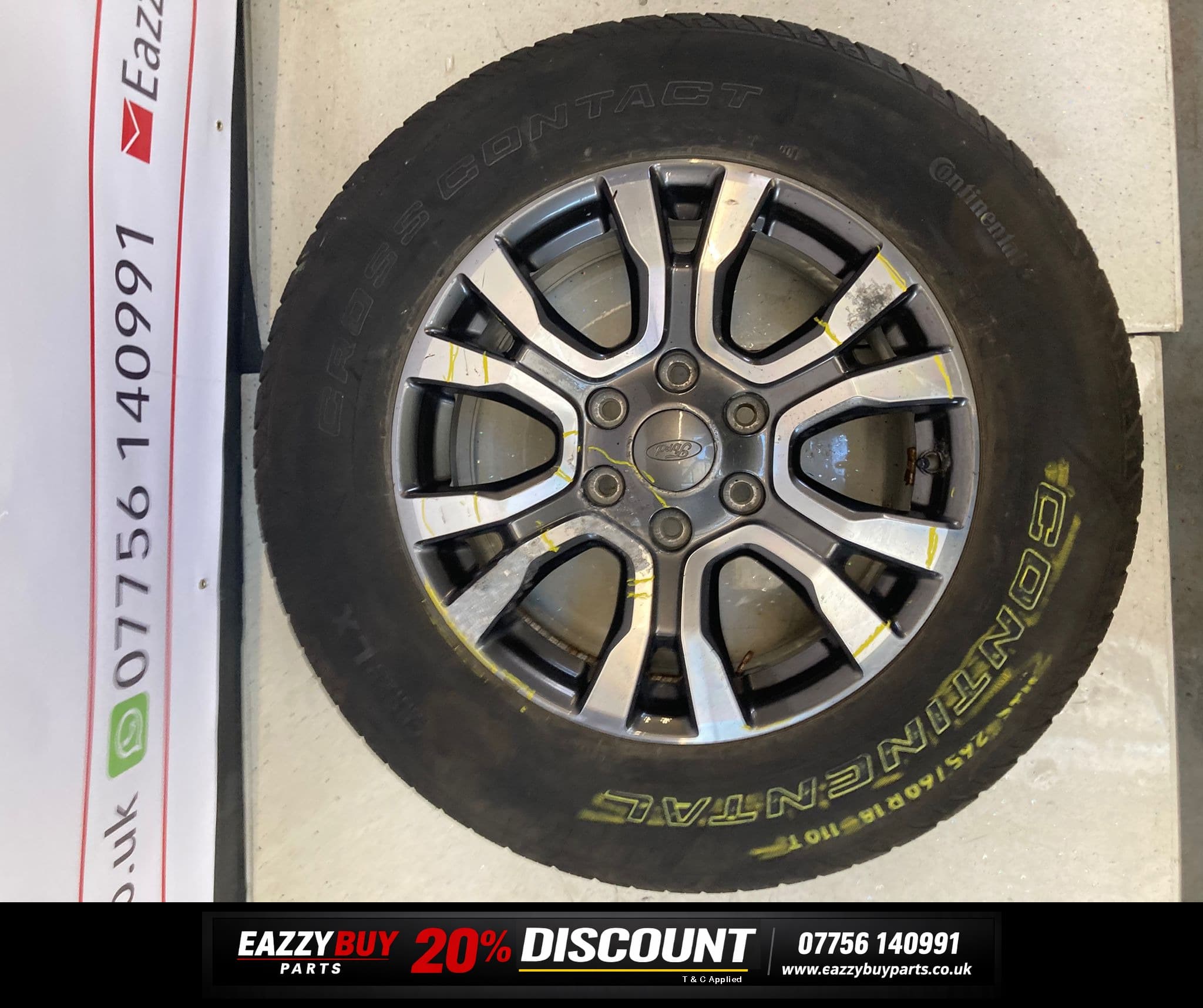 Ford Ranger MK3 11-16 18 Inch Alloy Wheel NO TYRE EB3C1007F2A
