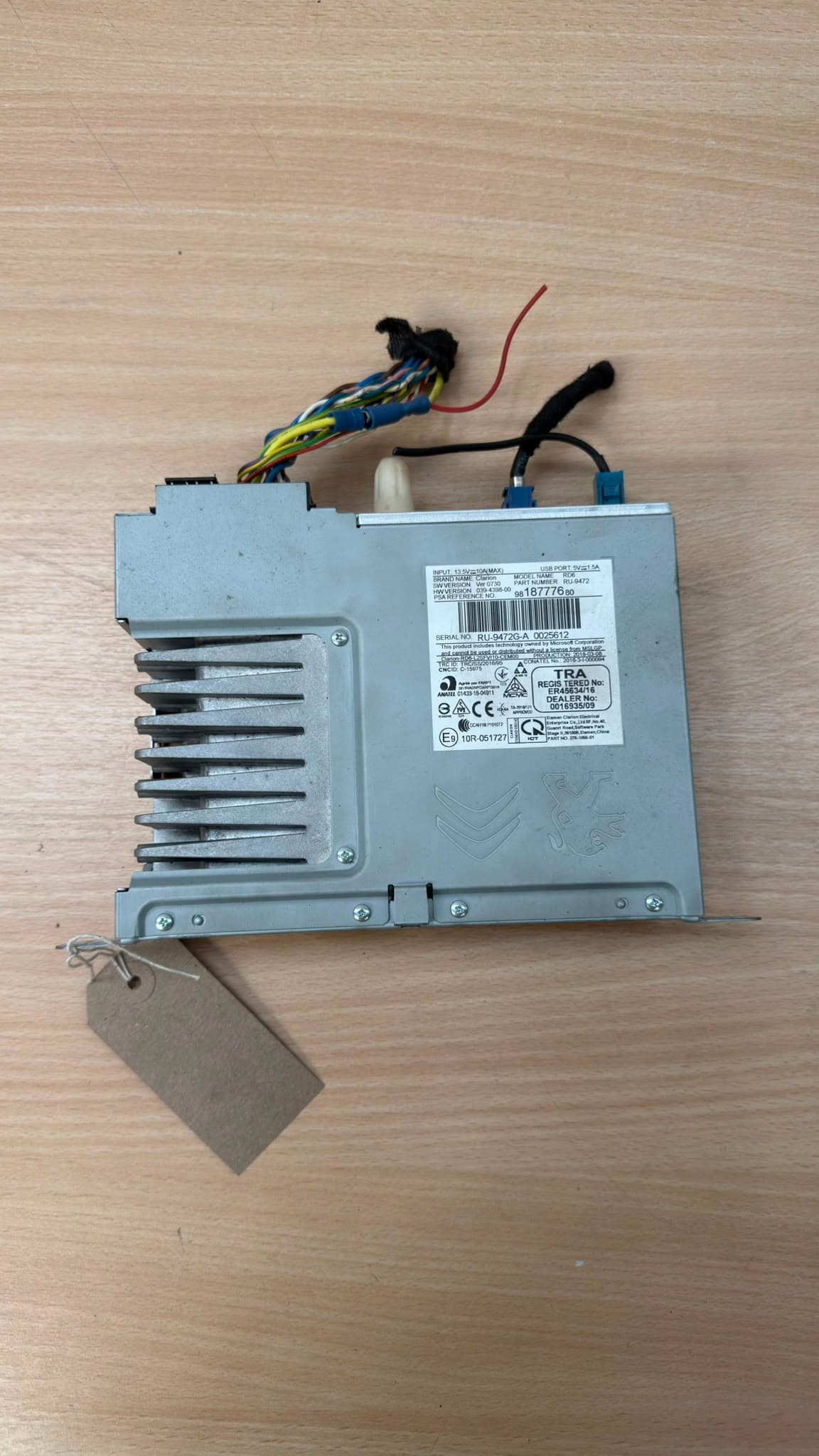 Peugeot Expert Radio Stereo Multi Media Head Unit 1.6HDI 2017 -98187776-80